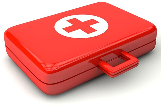 Red first aid kit