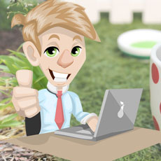 Cartoon character giving a thumgs up